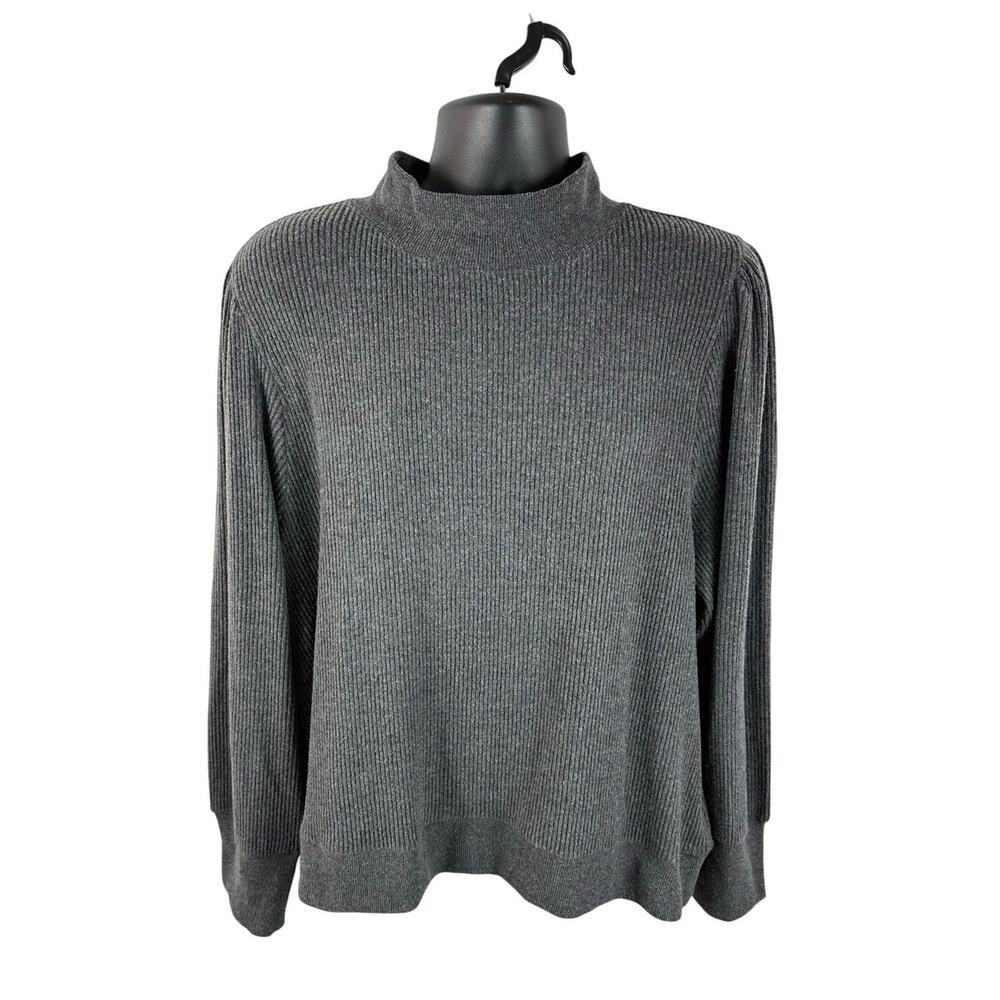 J Crew Brushed Rib Puff Sleeve Mock Neck Longsleeve Sweater Grey Size 3XL Womens